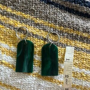 Green Dangly Handmade Resin Earrings